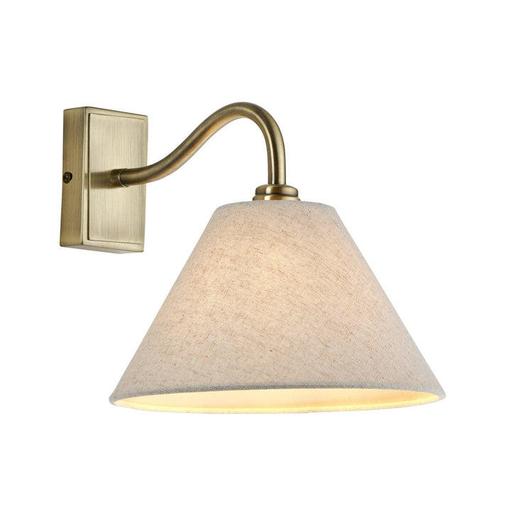 Endon 116911 Knole Wall Light Antique Brass Plate & Natural Faux Linen