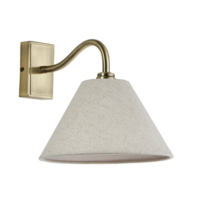 Endon 116911 Knole Wall Light Antique Brass Plate & Natural Faux Linen