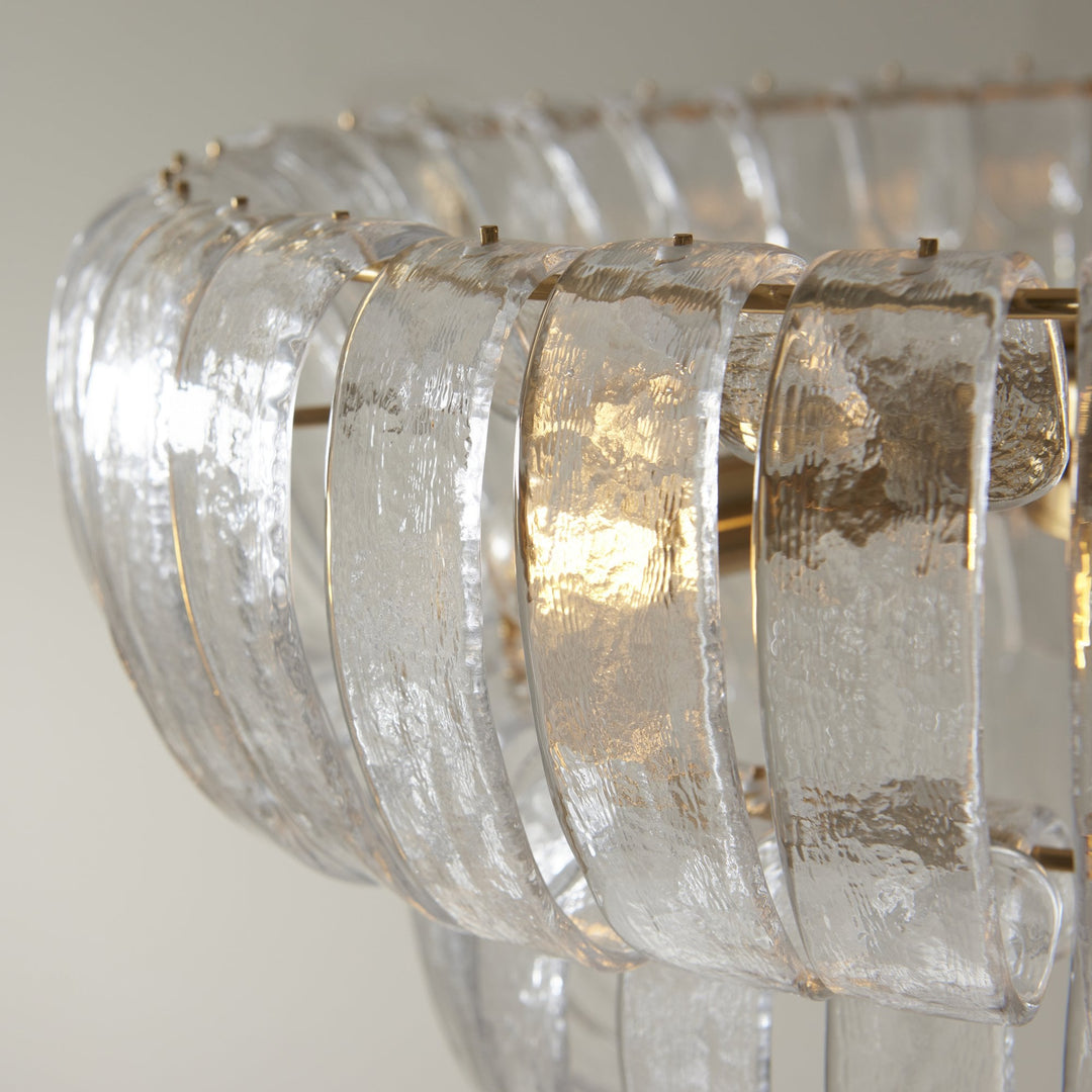 Endon 116976 Montrose 6 Light Pendant Brushed Aged Brass Plate & Handmade Clear Textured Glass