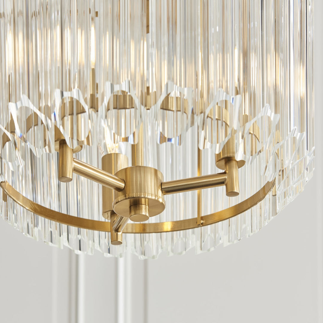 Endon 117514 Valentina 3 Light Pendant Brushed Aged Brass Plate & Clear Glass