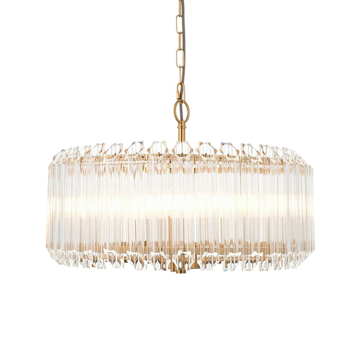 Endon 117515 Valentina 5 Light Pendant Brushed Aged Brass Plate & Clear Glass