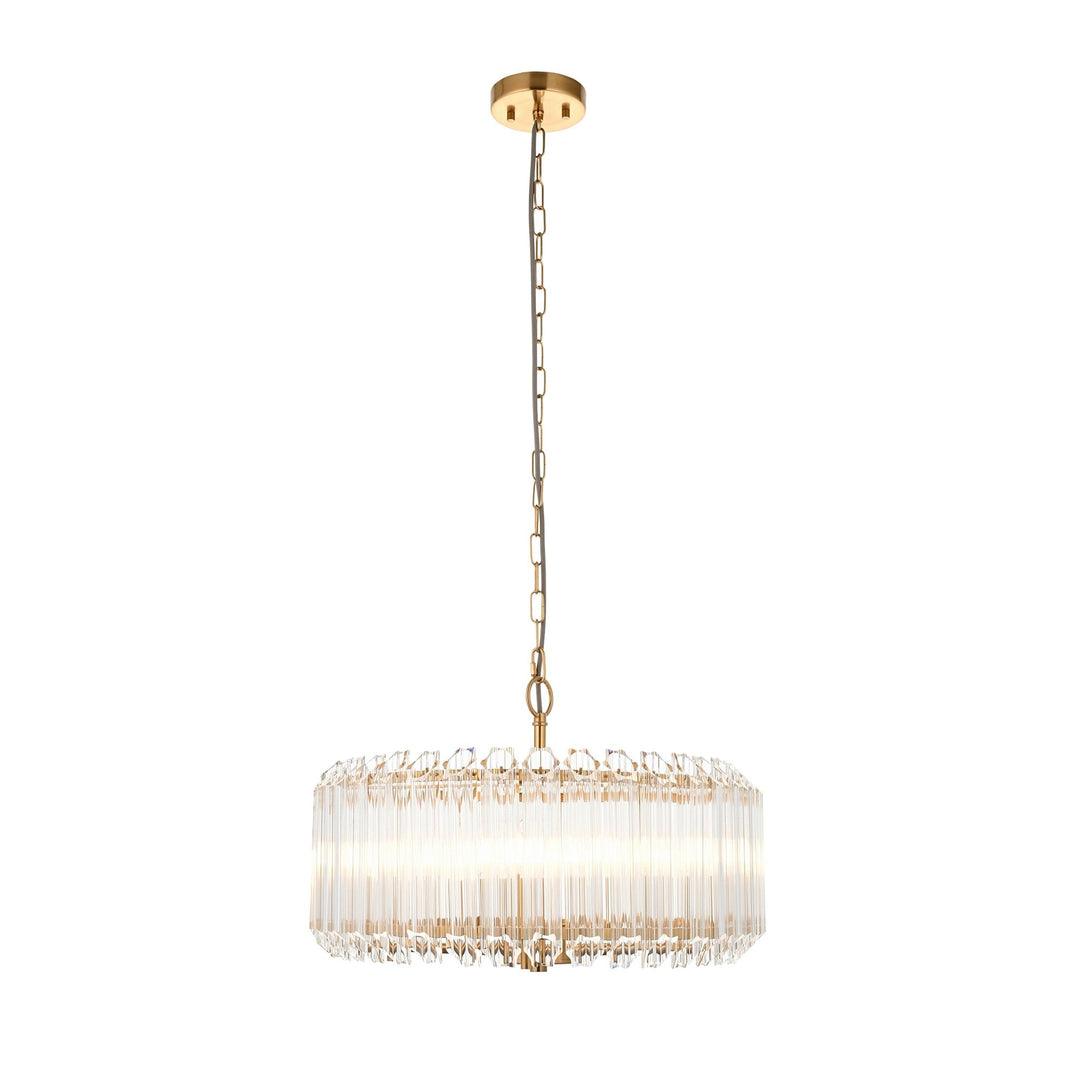 Endon 117515 Valentina 5 Light Pendant Brushed Aged Brass Plate & Clear Glass