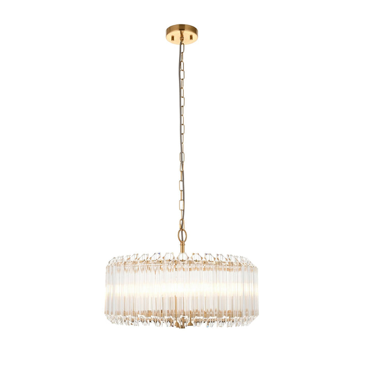 Endon 117515 Valentina 5 Light Pendant Brushed Aged Brass Plate & Clear Glass
