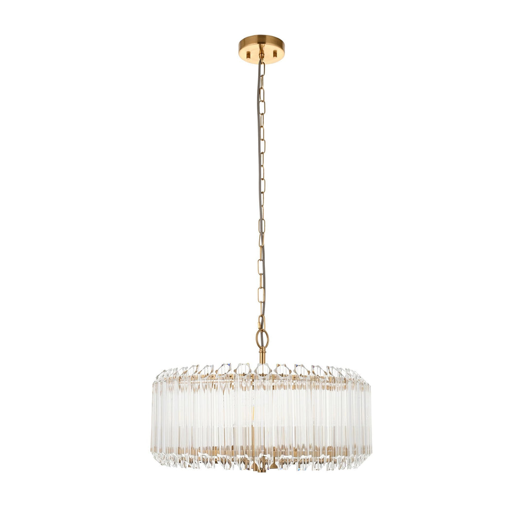 Endon 117515 Valentina 5 Light Pendant Brushed Aged Brass Plate & Clear Glass