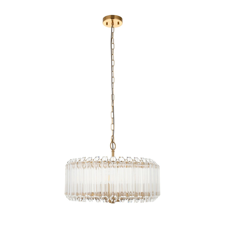 Endon 117515 Valentina 5 Light Pendant Brushed Aged Brass Plate & Clear Glass
