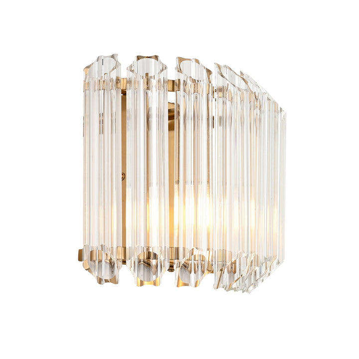 Endon 117516 Valentina Wall Light Brushed Aged Brass Plate & Clear Glass