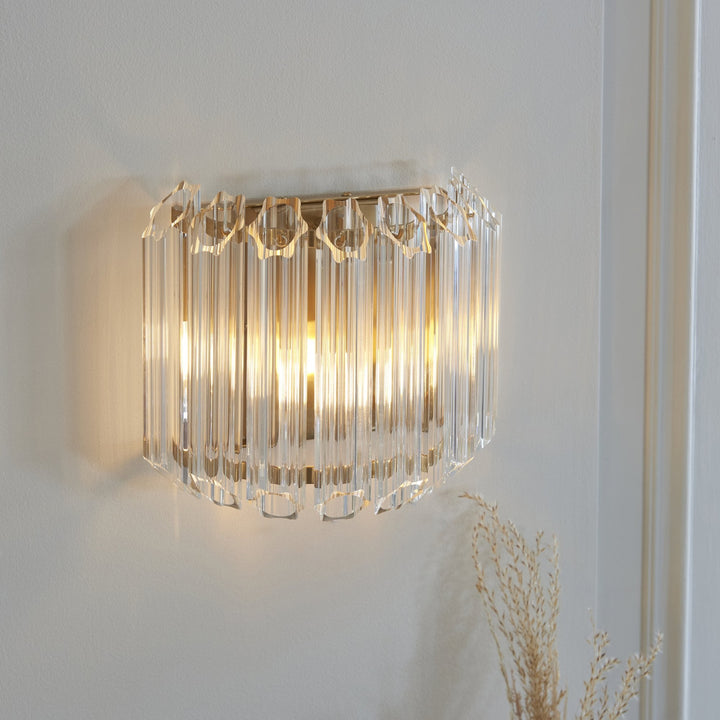 Endon 117516 Valentina Wall Light Brushed Aged Brass Plate & Clear Glass