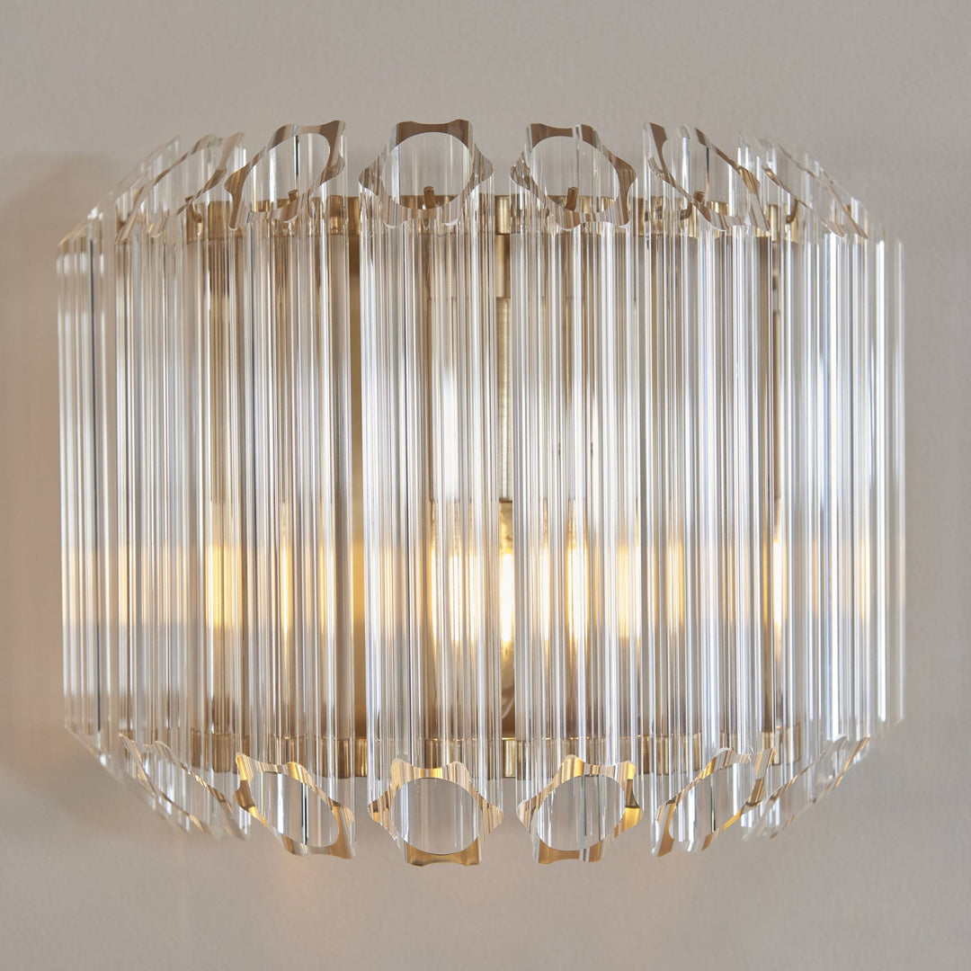 Endon 117516 Valentina Wall Light Brushed Aged Brass Plate & Clear Glass