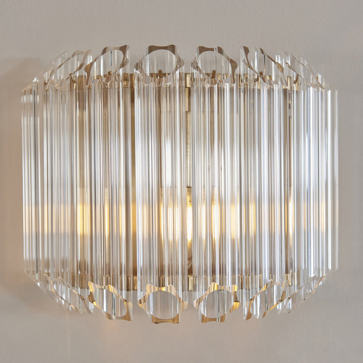 Endon 117516 Valentina Wall Light Brushed Aged Brass Plate & Clear Glass