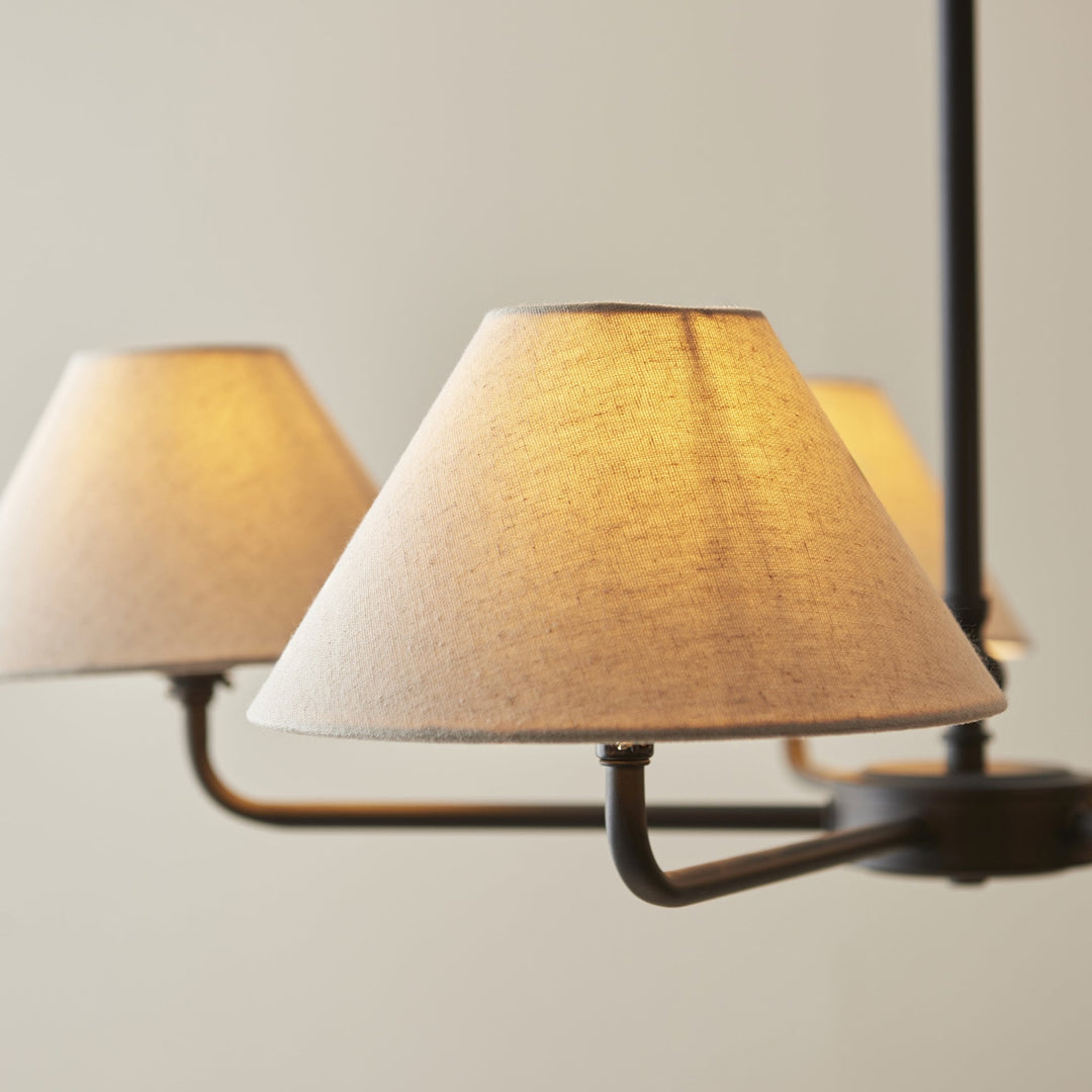 Endon 117832 Lille 5 Light Pendant Matt Black & Natural Faux Linen
