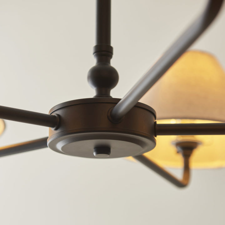 Endon 117832 Lille 5 Light Pendant Matt Black & Natural Faux Linen