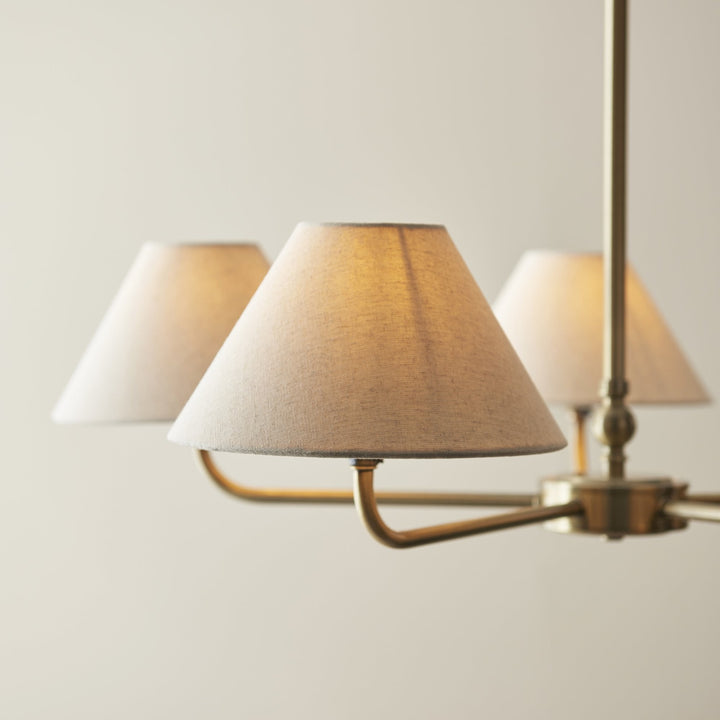 Endon 117833 Lille 5 Light Pendant Antique Brass Plate & Natural Faux Linen