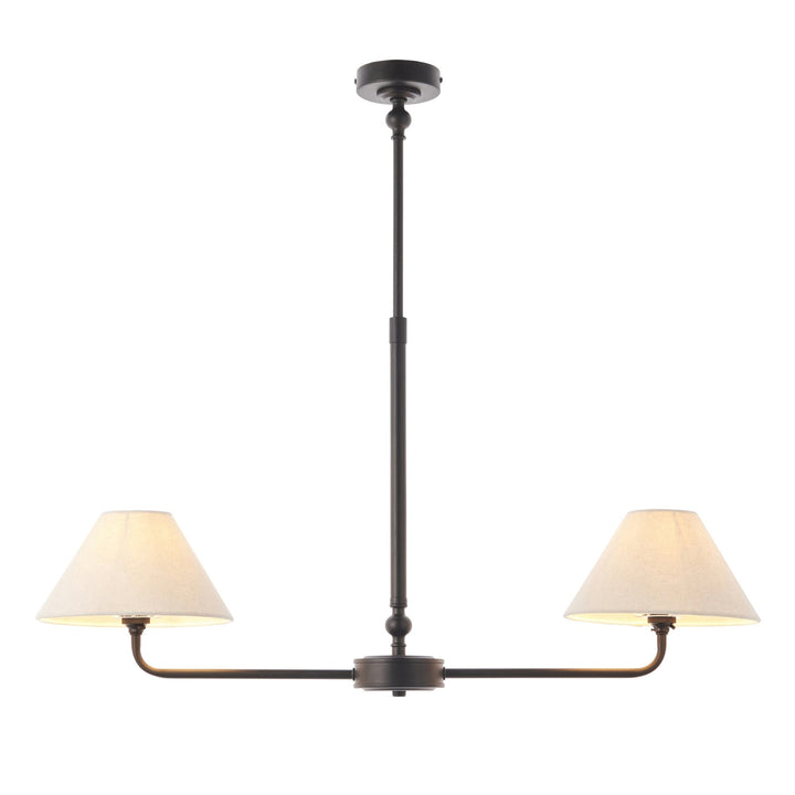 Endon 117834 Lille 2 Light Linear Pendant Matt Black & Natural Faux Linen