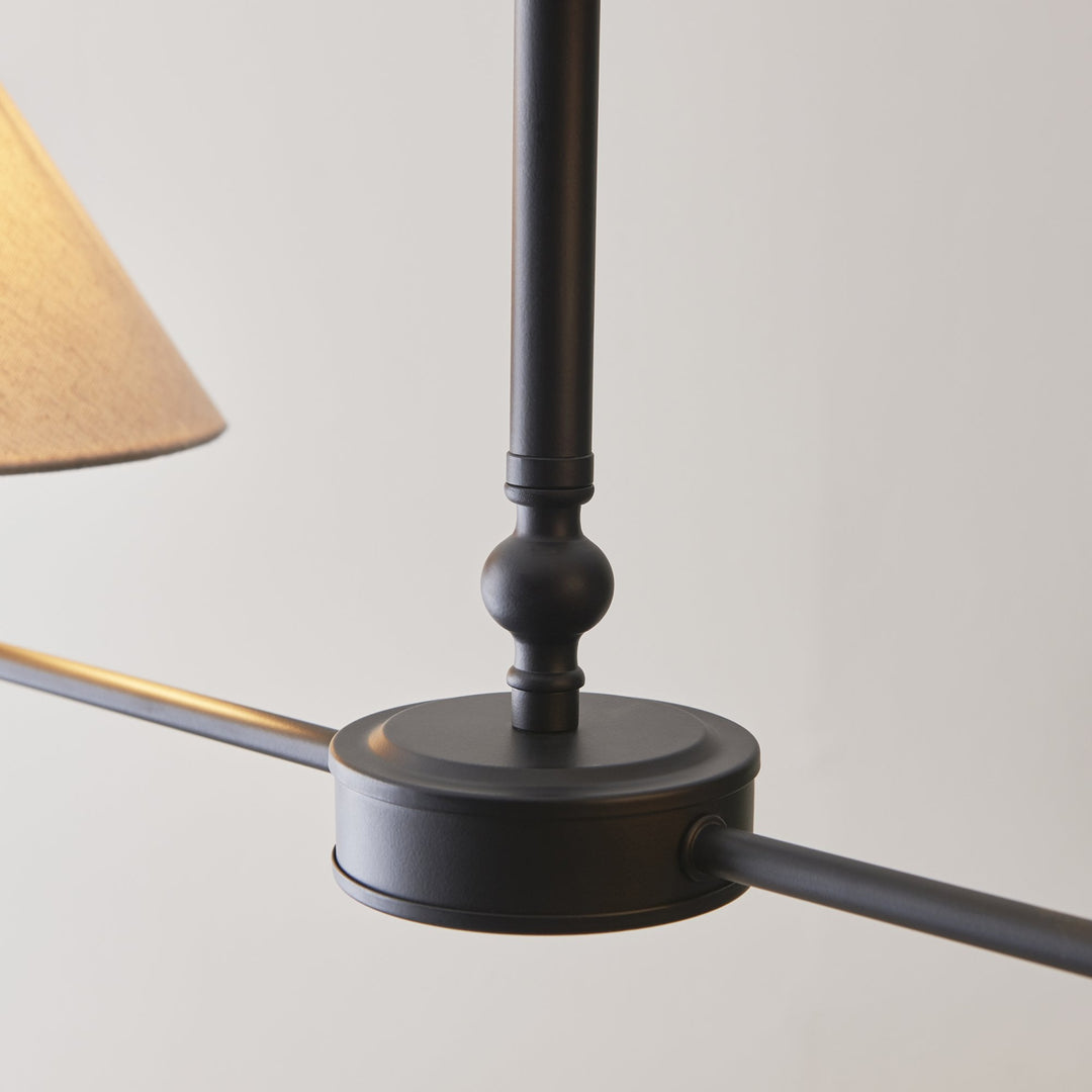 Endon 117834 Lille 2 Light Linear Pendant Matt Black & Natural Faux Linen