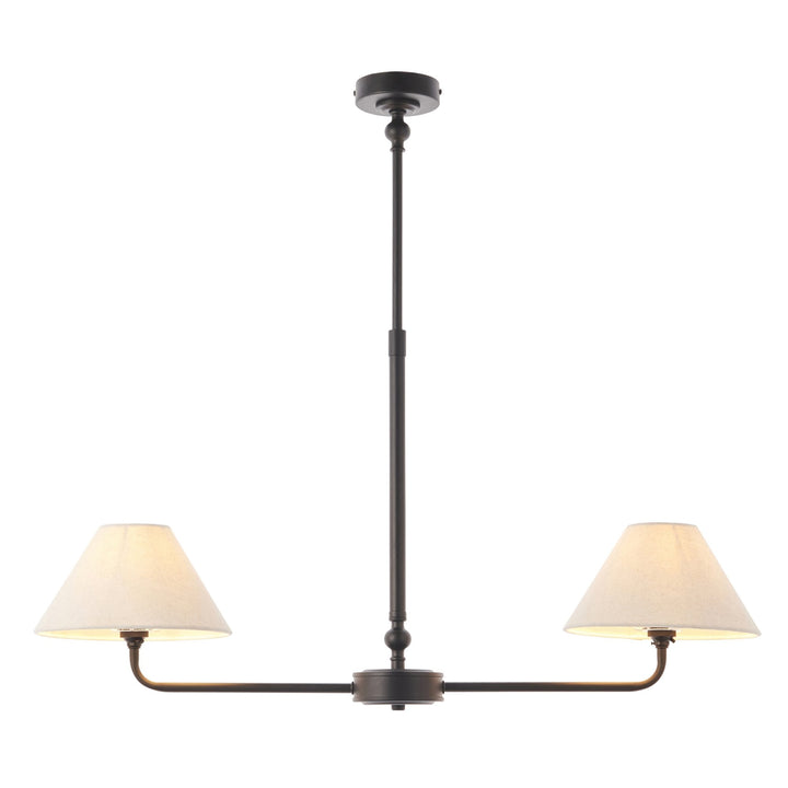 Endon 117834 Lille 2 Light Linear Pendant Matt Black & Natural Faux Linen