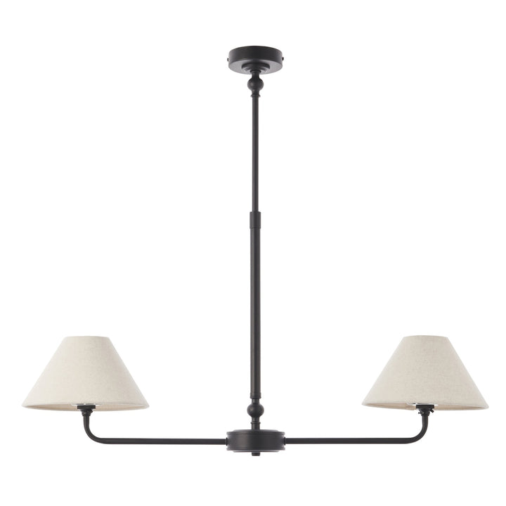 Endon 117834 Lille 2 Light Linear Pendant Matt Black & Natural Faux Linen