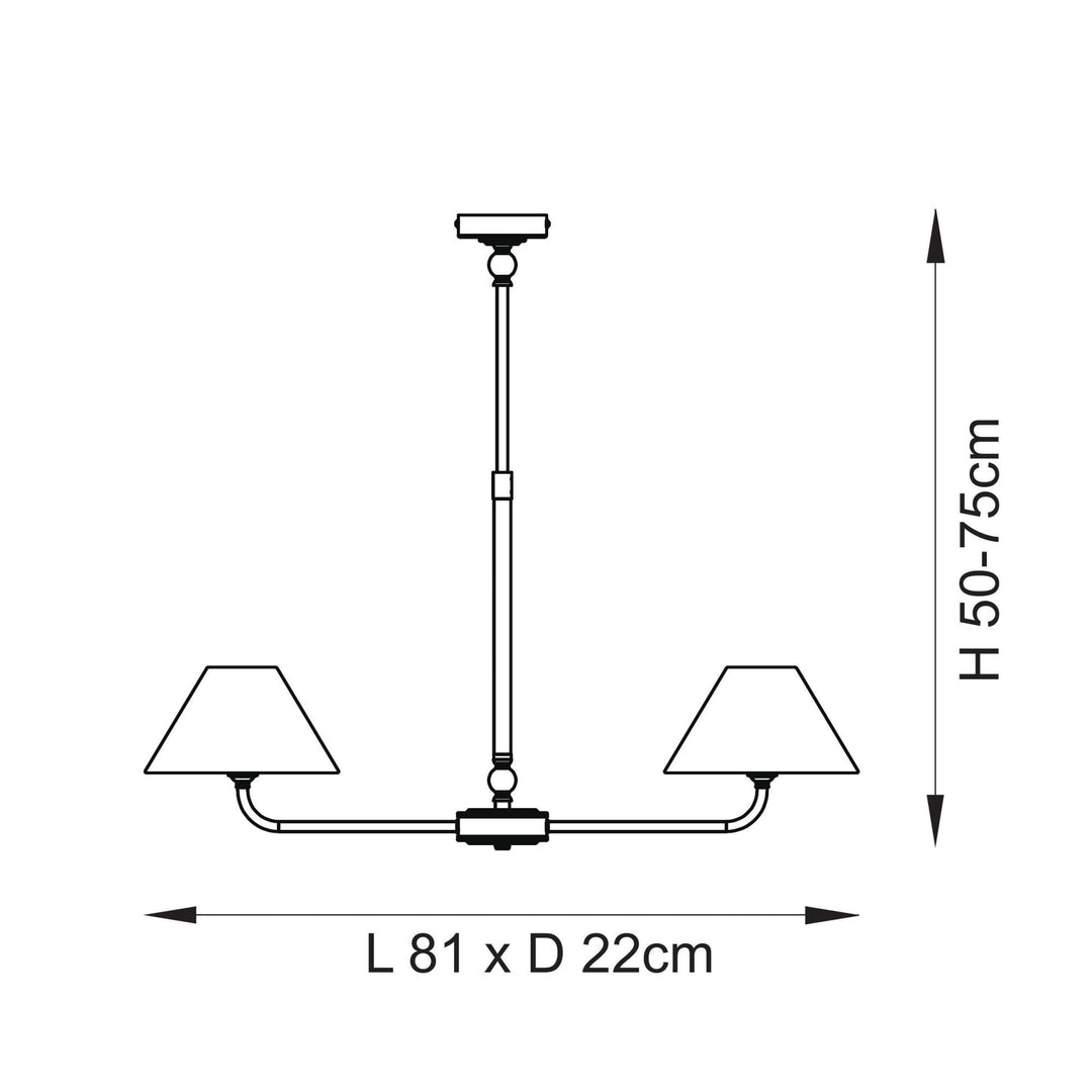Endon 117835 Lille 2 Light Linear Pendant Antique Brass Plate & Natural Faux Linen