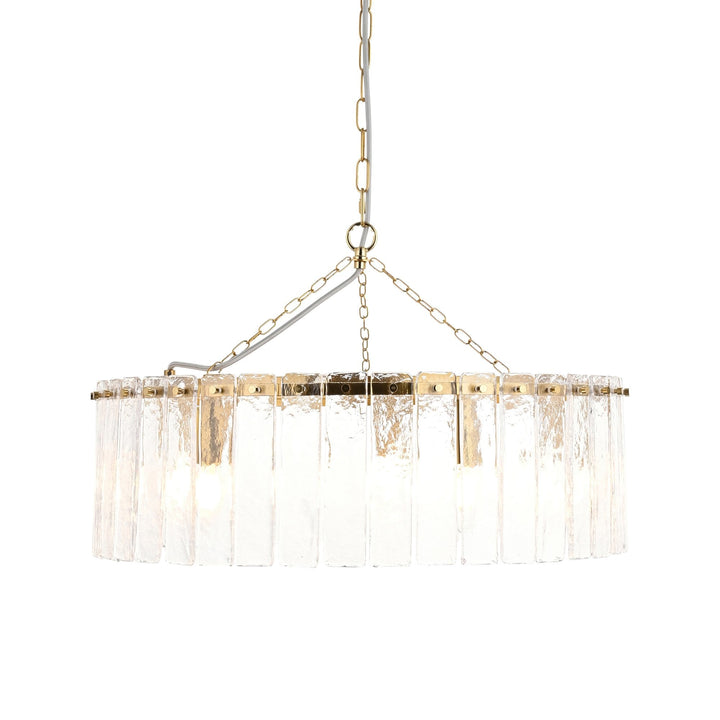 Endon 118468 Karine 5 Light Pendant Brushed Aged Brass Plate & Clear Handmade Textured Glass