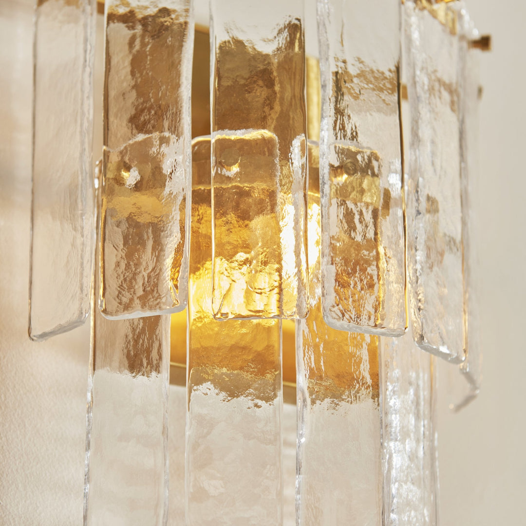 Endon 118470 Karine Wall Light Brushed Aged Brass Plate & Clear Handmade Textured Glass