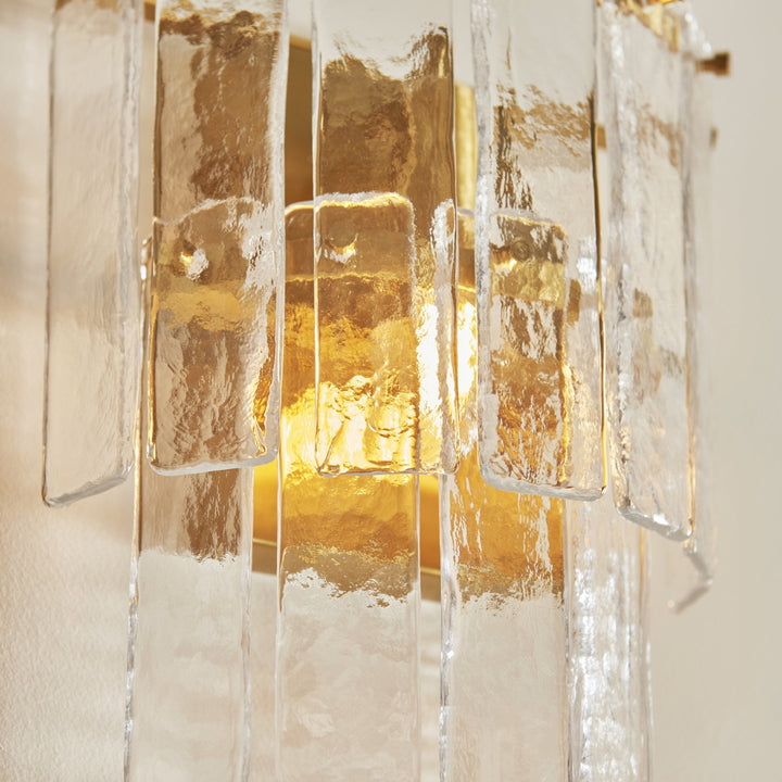 Endon 118470 Karine Wall Light Brushed Aged Brass Plate & Clear Handmade Textured Glass