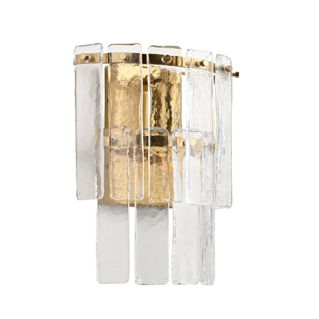 Endon 118470 Karine Wall Light Brushed Aged Brass Plate & Clear Handmade Textured Glass