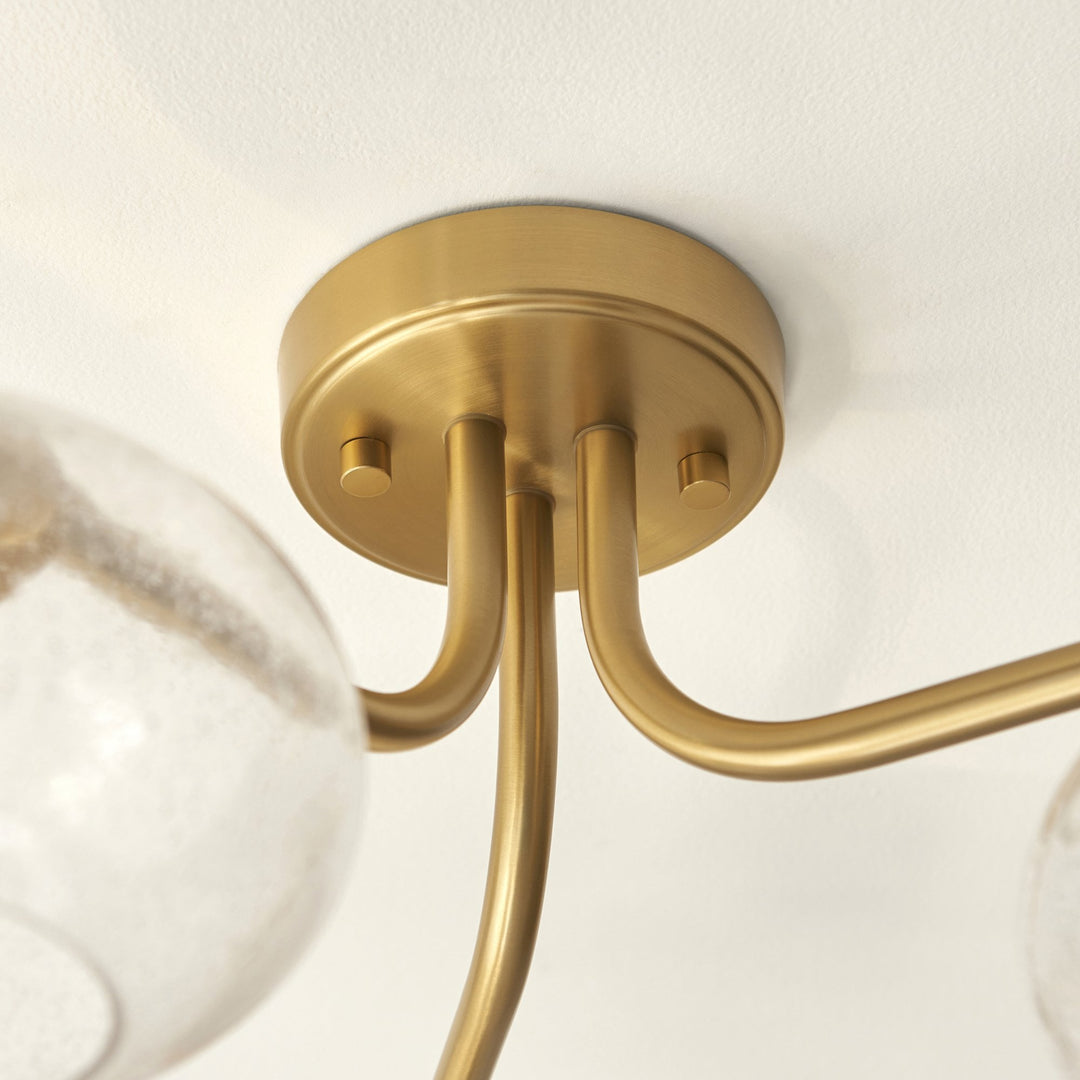 Endon 118507 Jacob 3 Light Semi Flush Ceiling Light Warm Brass Plate & Clear Bubble Glass