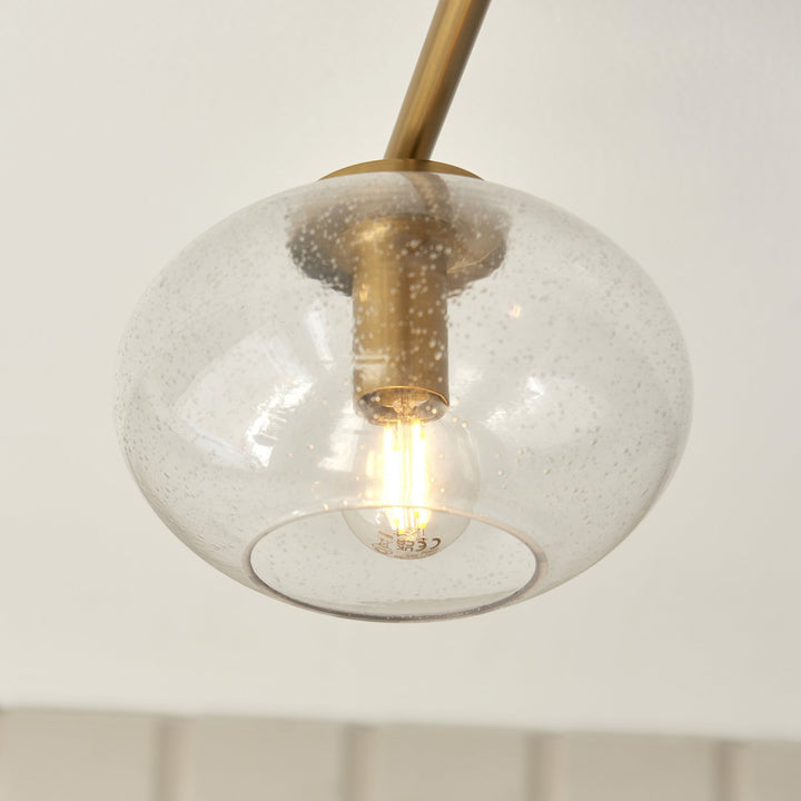 Endon 118507 Jacob 3 Light Semi Flush Ceiling Light Warm Brass Plate & Clear Bubble Glass
