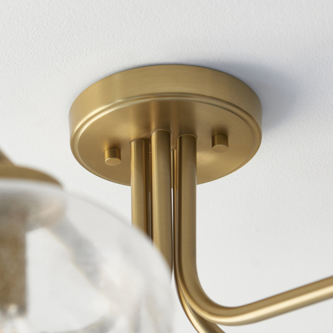 Endon 118508 Jacob 5 Light Semi Flush Ceiling Light Warm Brass Plate & Clear Bubble Glass