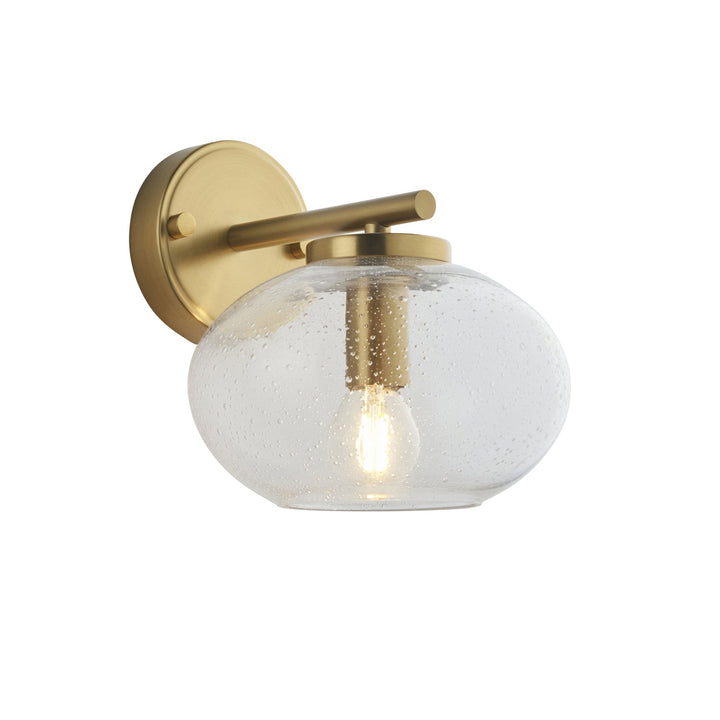 Endon 118509 Jacob Wall Light Warm Brass Plate & Clear Bubble Glass