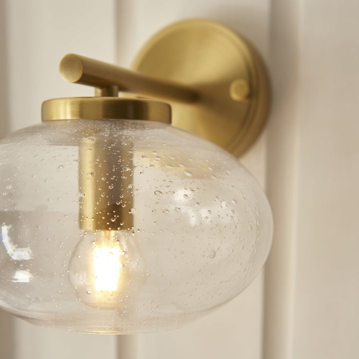 Endon 118509 Jacob Wall Light Warm Brass Plate &amp; Clear Bubble Glass (S)