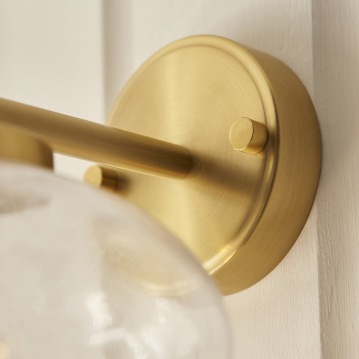 Endon 118509 Jacob Wall Light Warm Brass Plate & Clear Bubble Glass