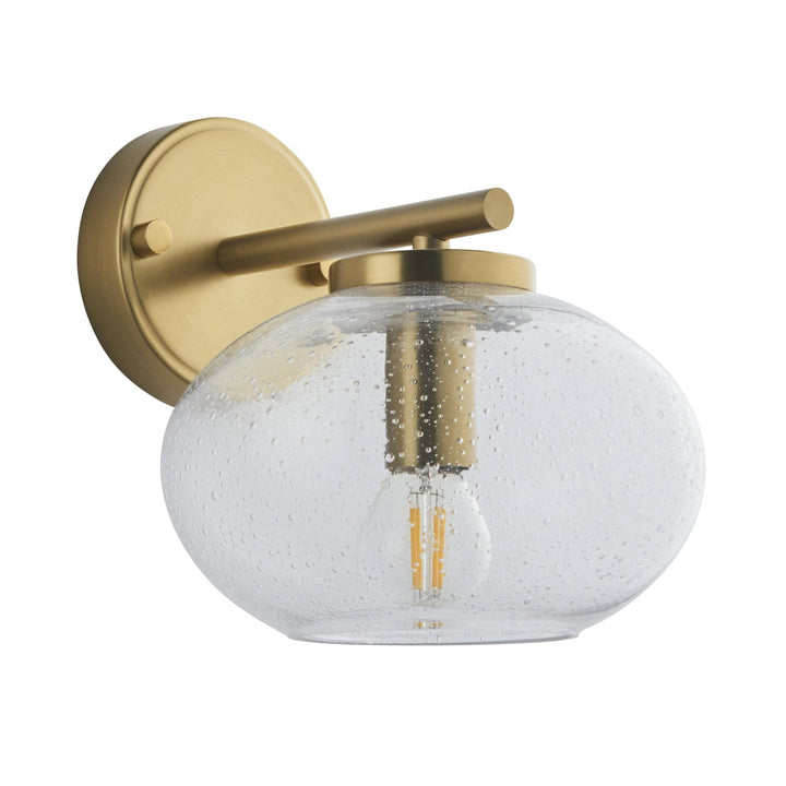 Endon 118509 Jacob Wall Light Warm Brass Plate & Clear Bubble Glass