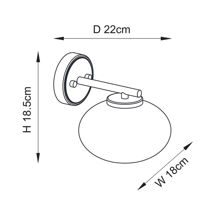 Endon 118509 Jacob Wall Light Warm Brass Plate & Clear Bubble Glass