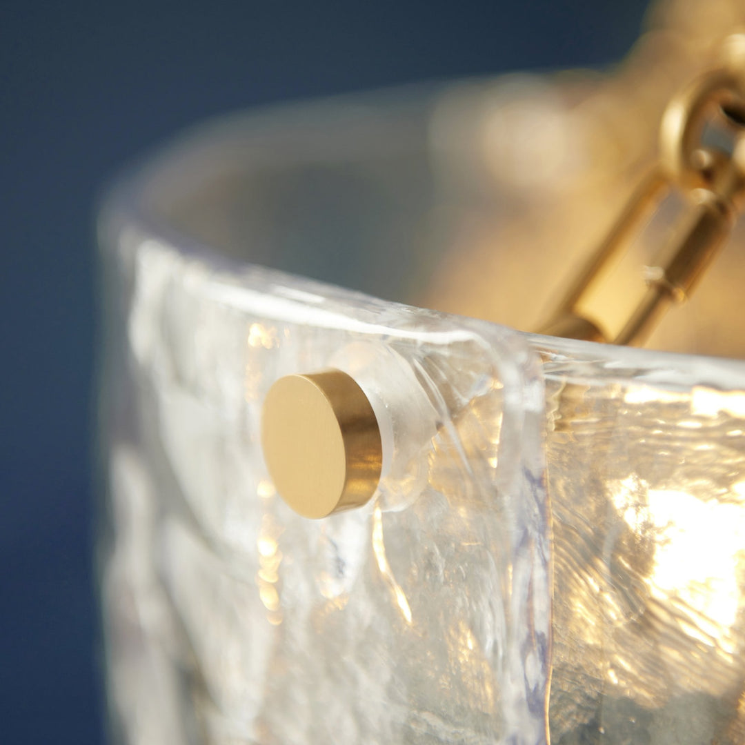 Endon 118584 Keller 6 Light Pendant Brushed Aged Brass Plate & Handmade Textured Clear Glass