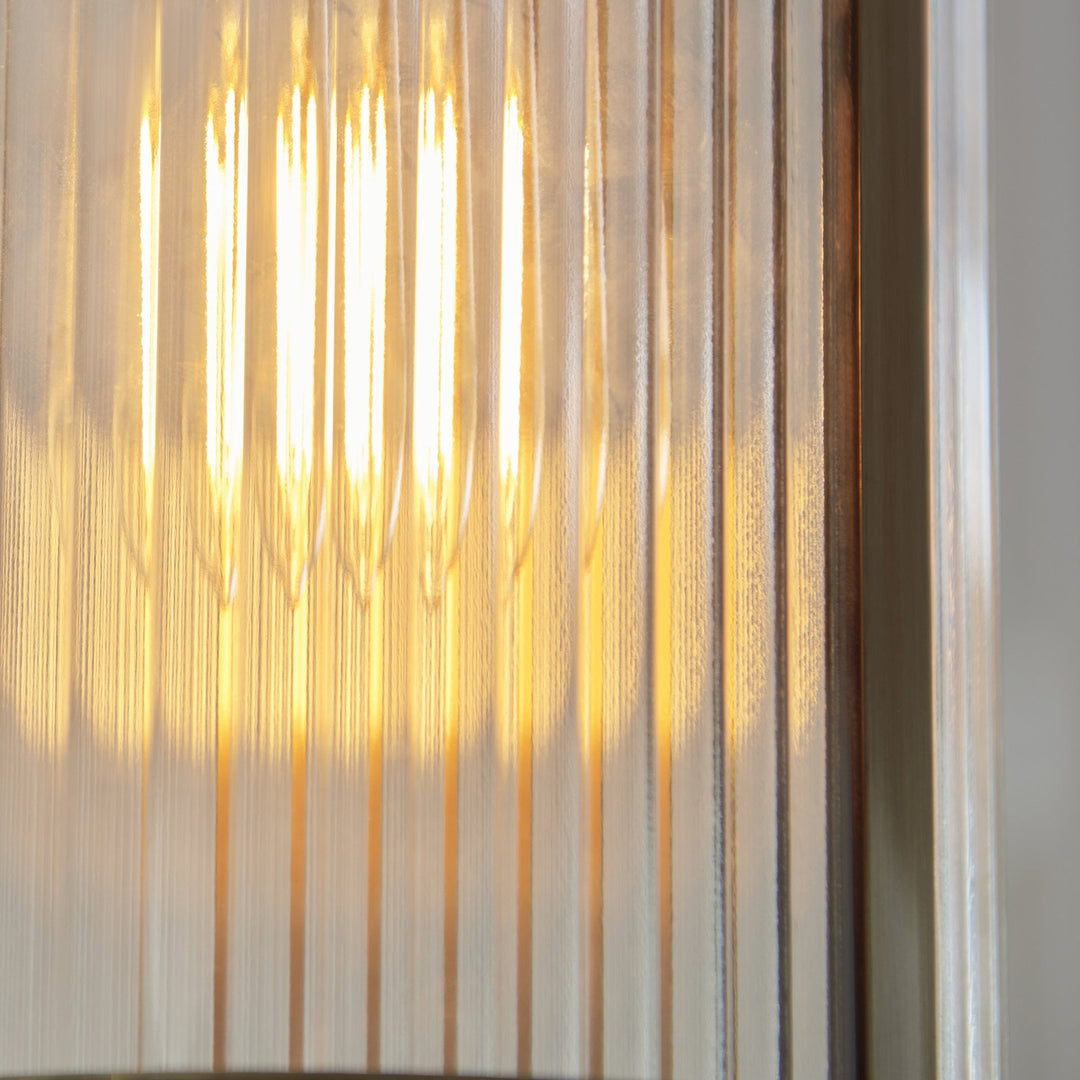 Endon 118595 Ridgeton Pendant Antique Brass Plate & Clear Ribbed Glass