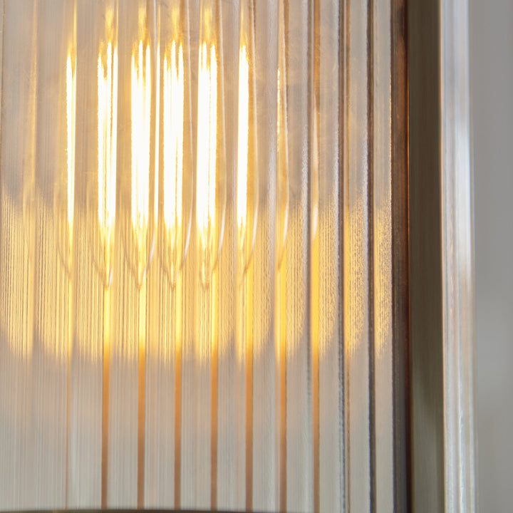 Endon 118595 Ridgeton Pendant Antique Brass Plate & Clear Ribbed Glass