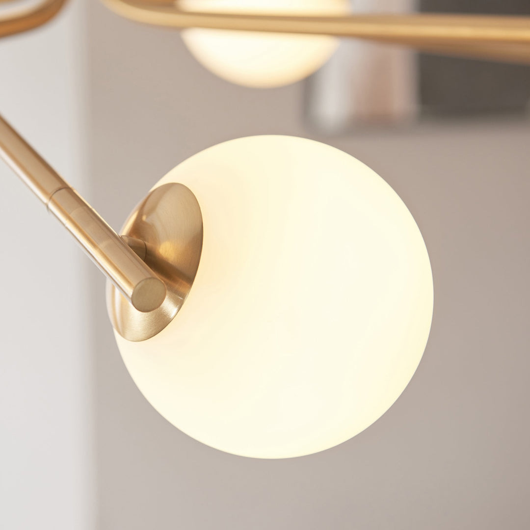 Endon 118652 Aaron 10 Light Pendant Brushed Aged Brass Plate & Matt Opal Glass