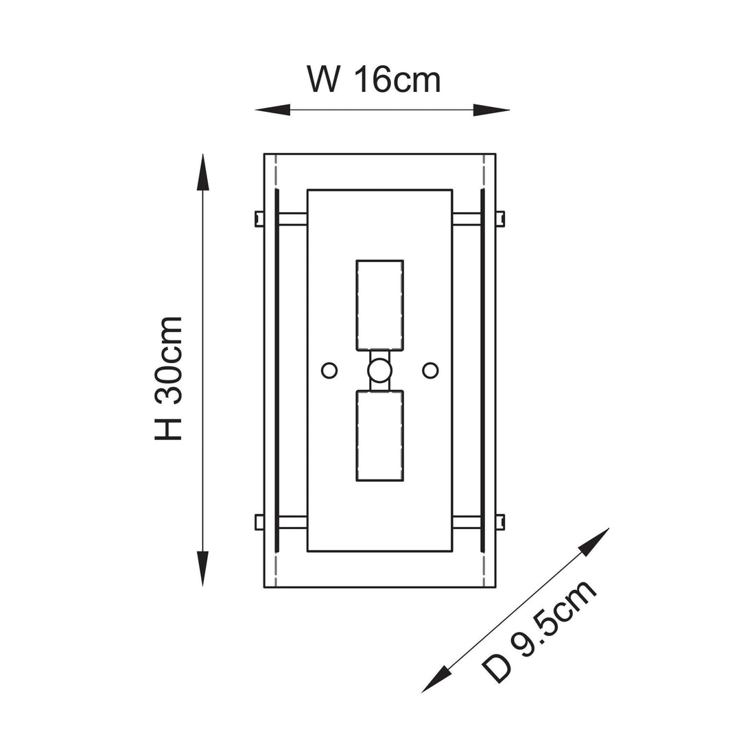Endon 118673 Keller 2 Light Wall Light Brushed Aged Brass Plate & Handmade Textured Clear Glass