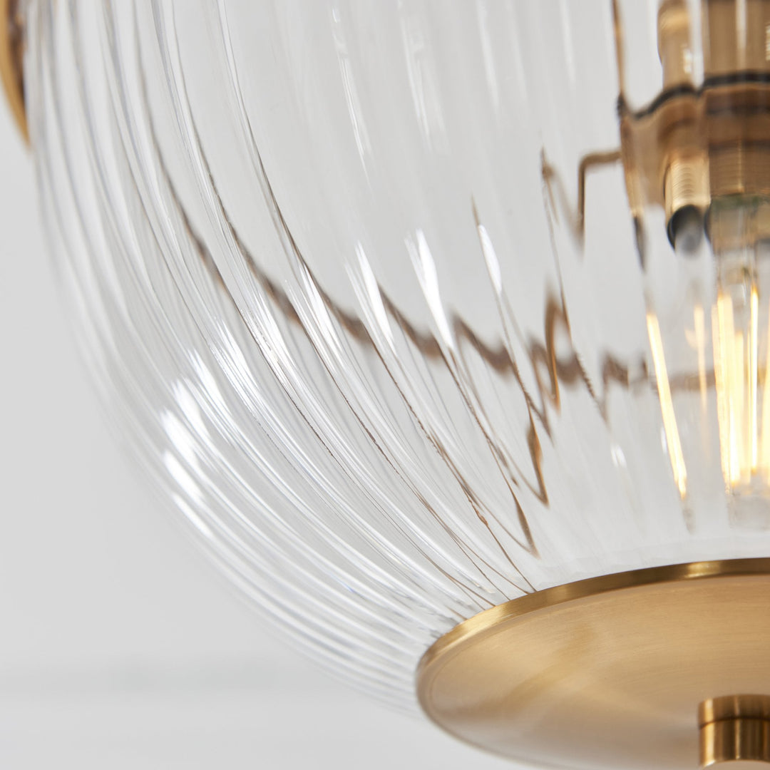 Endon 118750 Somerset Uplighter Flush Vintage Brass Finish & Clear Ribbed Glass
