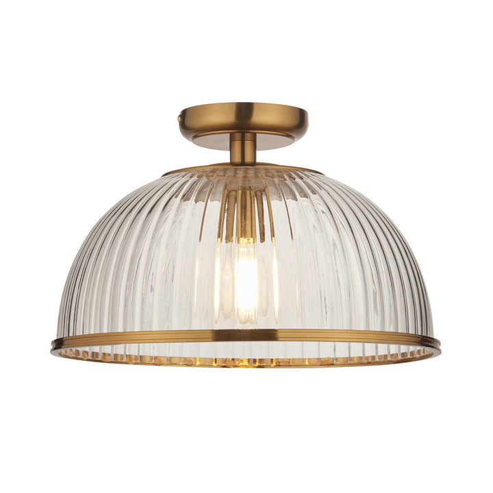 Endon 118751 Somerset Downlight Flush Vintage Brass Finish & Clear Ribbed Glass
