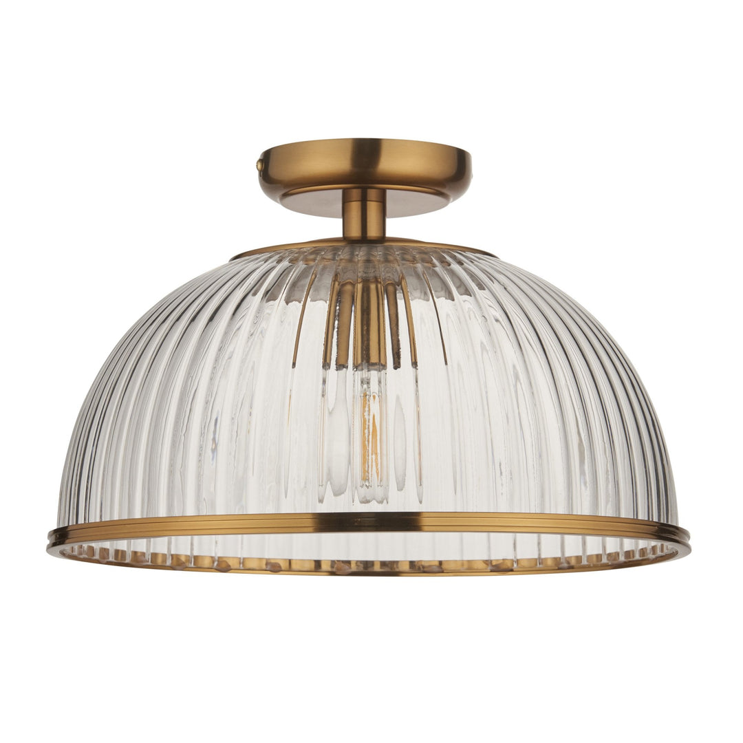 Endon 118751 Somerset Downlight Flush Vintage Brass Finish & Clear Ribbed Glass