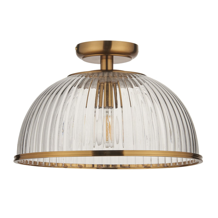 Endon 118751 Somerset Downlight Flush Vintage Brass Finish & Clear Ribbed Glass