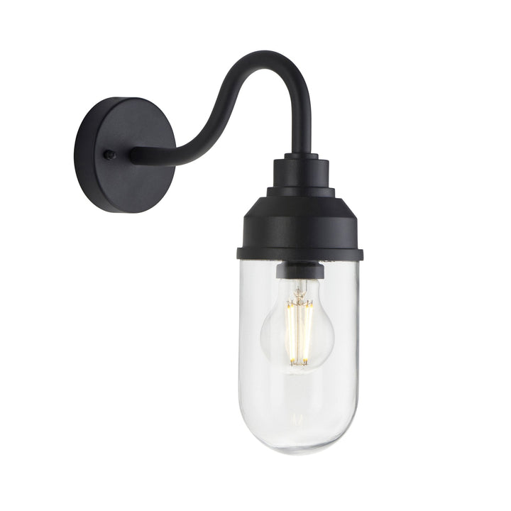 Endon 118760 Truro Outdoor Wall Light Textured Black & Clear Glass