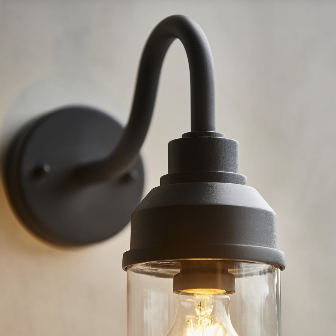 Endon 118760 Truro Outdoor Wall Light Textured Black & Clear Glass
