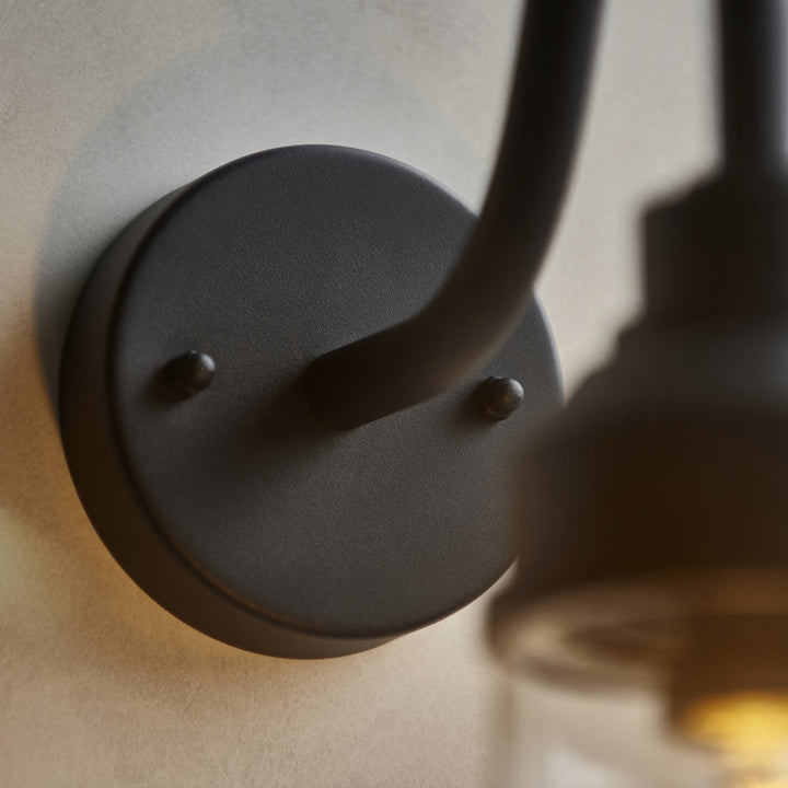 Endon 118760 Truro Outdoor Wall Light Textured Black & Clear Glass