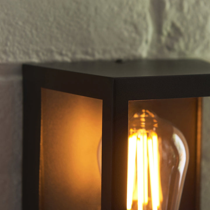 Endon 120552 Huntington Outdoor Pir Wall Light Matt Black & Clear Glass