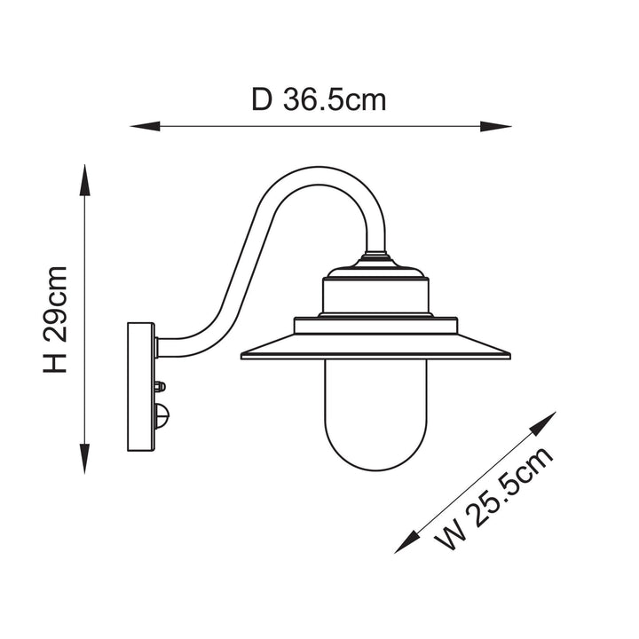 Endon 120556 Thornton Outdoor Pir Wall Light Matt Black & Clear Glass