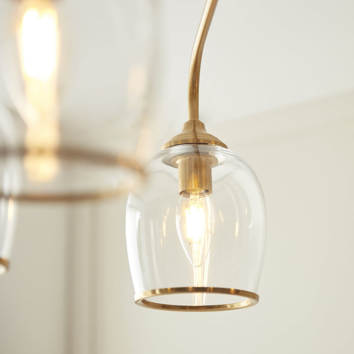 Endon 120618 Ashcroft 5 Light Pendant Brushed Aged Brass Plate & Clear Glass