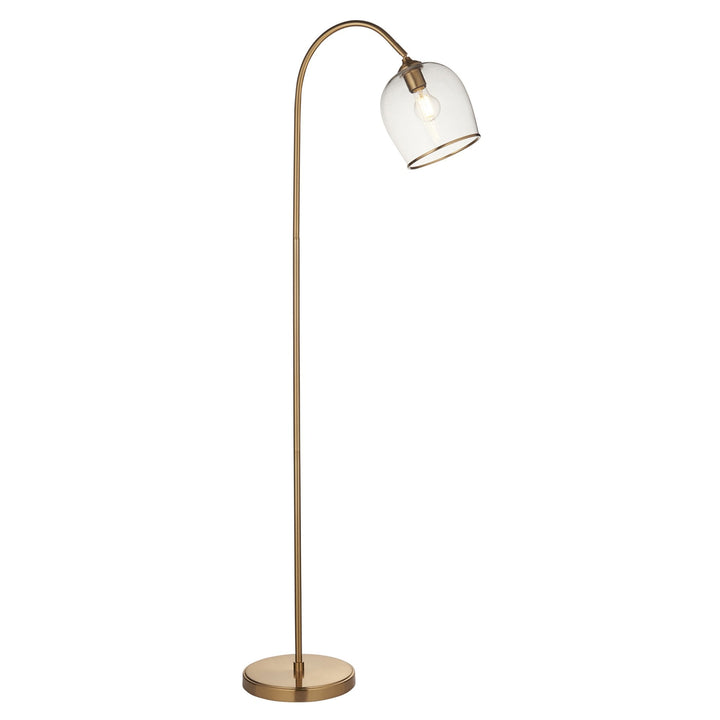 Endon 120620 Ashcroft Floor Lamp Brushed Aged Brass Plate & Clear Glass