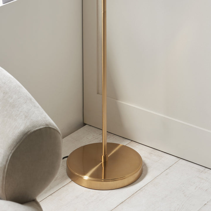 Endon 120620 Ashcroft Floor Lamp Brushed Aged Brass Plate & Clear Glass